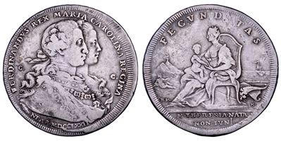 Ferdinando IV di Borbone (attrib.), Piastra da 120 grana, Napoli, 1772 (I periodo), argento