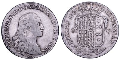 Ferdinando IV di Borbone, Piastra da 120 grana (I periodo), 1786