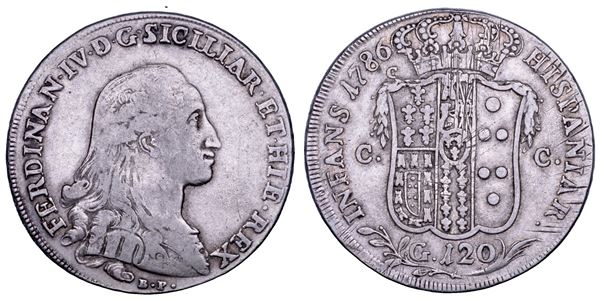 NAPOLI. FERDINANDO IV DI BORBONE, 1759-1799. I PERIODO. Piastra da 120 grana 1786.