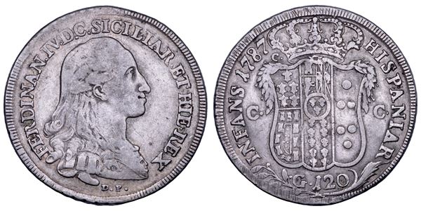 NAPOLI. FERDINANDO IV DI BORBONE, 1759-1799. I PERIODO. Piastra da 120 grana 1787.