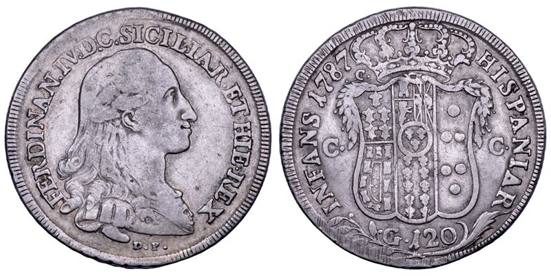 NAPOLI. FERDINANDO IV DI BORBONE, 1759-1799. I PERIODO. Piastra da 120 grana 1787.  - Asta Numismatica - Cambi Casa d'Aste