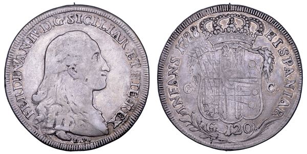 NAPOLI. FERDINANDO IV DI BORBONE, 1759-1799. I PERIODO. Piastra da 120 grana 1788.