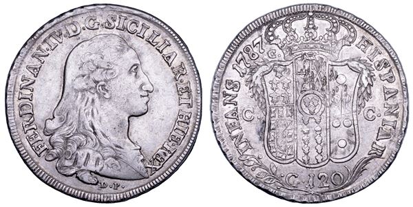 NAPOLI. FERDINANDO IV DI BORBONE, 1759-1799. I PERIODO. Piastra da 120 grana 1787.