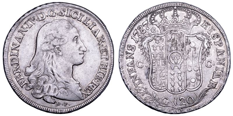 NAPOLI. FERDINANDO IV DI BORBONE, 1759-1799. I PERIODO. Piastra da 120 grana 1787.  - Asta Numismatica - Cambi Casa d'Aste