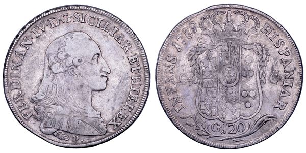 NAPOLI. FERDINANDO IV DI BORBONE, 1759-1799. I PERIODO. Piastra da 120 grana 1789.
