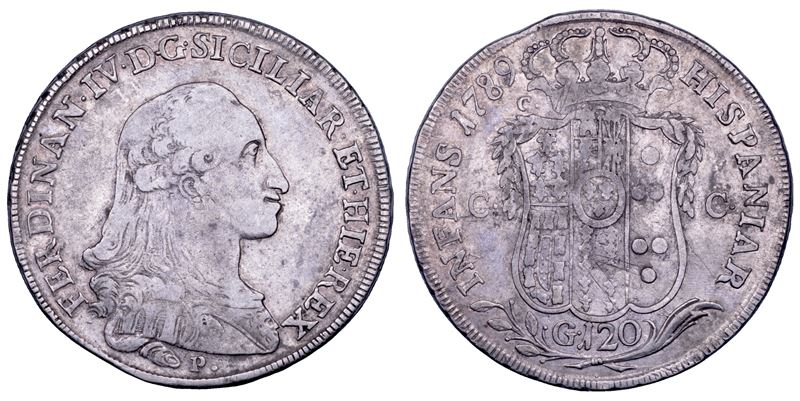 NAPOLI. FERDINANDO IV DI BORBONE, 1759-1799. I PERIODO. Piastra da 120 grana 1789.  - Asta Numismatica - Cambi Casa d'Aste