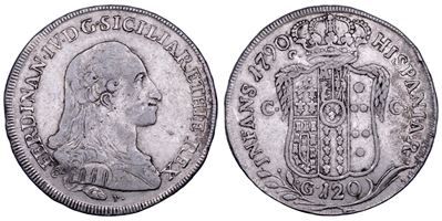 Ferdinando IV di Borbone, Piastra da 120 grana, 1790