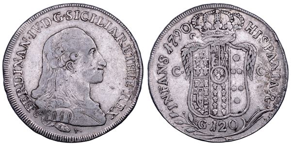 NAPOLI. FERDINANDO IV DI BORBONE, 1759-1799. I PERIODO. Piastra da 120 grana 1790.