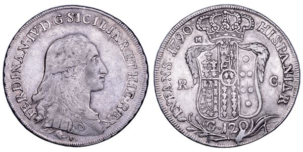 NAPOLI. FERDINANDO IV DI BORBONE, 1759-1799. I PERIODO. Piastra da 120 grana 1790.