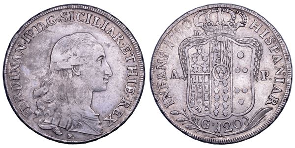 NAPOLI. FERDINANDO IV DI BORBONE, 1759-1799. I PERIODO. Piastra da 120 grana 1790.