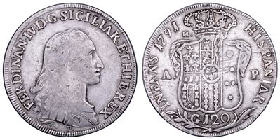 Ferdinando IV di Borbone, Piastra da 120 grana (I periodo), 1791