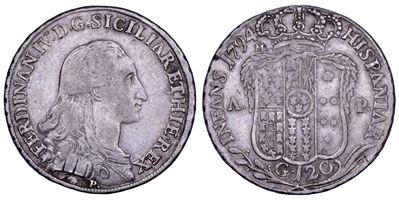 Ferdinando IV di Borbone, Piastra da 120 grana (Napoli), 1794