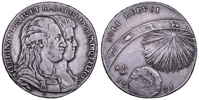 Ferdinando IV di Borbone e Maria Carolina, Piastra da 120 grana (Napoli), 1791
