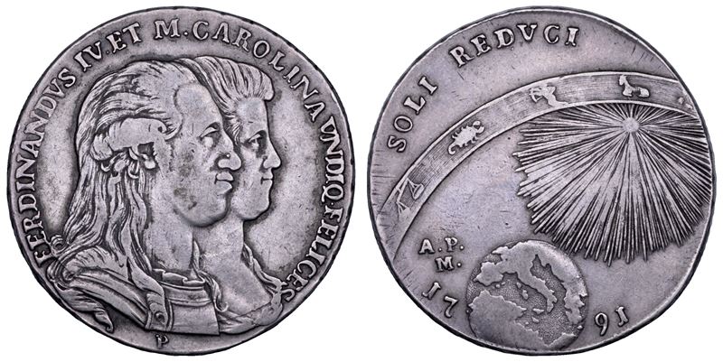 NAPOLI. FERDINANDO IV DI BORBONE, 1759-1799. I PERIODO. Piastra da 120 grana 1791.  - Asta Numismatica - Cambi Casa d'Aste