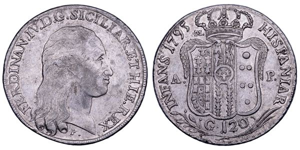 NAPOLI. FERDINANDO IV DI BORBONE, 1759-1799. I PERIODO. Piastra da 120 grana 1795.