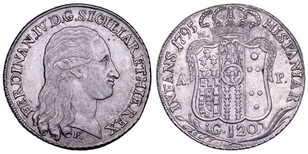 NAPOLI. FERDINANDO IV DI BORBONE, 1759-1799. I PERIODO. Piastra da 120 grana 1795.