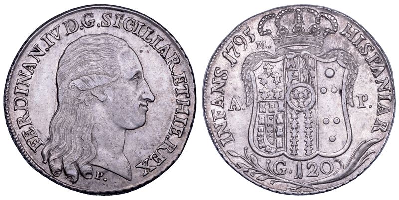 NAPOLI. FERDINANDO IV DI BORBONE, 1759-1799. I PERIODO. Piastra da 120 grana 1795.  - Asta Numismatica - Cambi Casa d'Aste