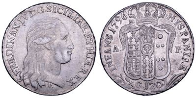 Ferdinando IV di Borbone, Piastra da 120 grana, Napoli, I periodo, 1796