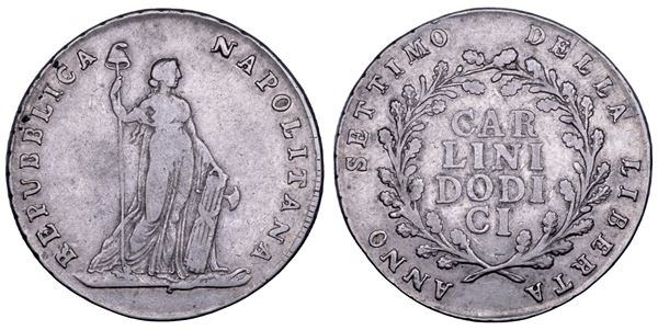 NAPOLI. REPUBBLICA NAPOLETANA 1799. Piastra da 12 Carlini 1799/A. VII.
