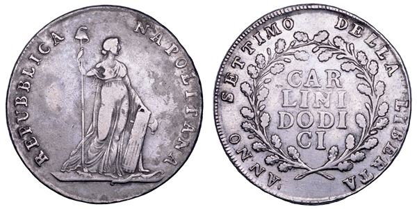 NAPOLI. REPUBBLICA NAPOLETANA 1799. Piastra da 12 Carlini 1799/A. VII.