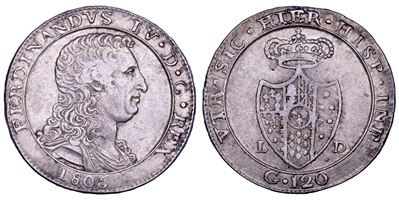 Ferdinando IV di Borbone, Piastra da 120 grana (1805), II periodo