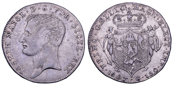 NAPOLI. GIUSEPPE NAPOLEONE, 1806-1808. Piastra da 120 Grana 1807.