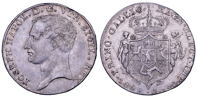 NAPOLI. GIUSEPPE NAPOLEONE, 1806-1808. Piastra da 120 Grana 1808.  - Asta Numismatica - Cambi Casa d'Aste