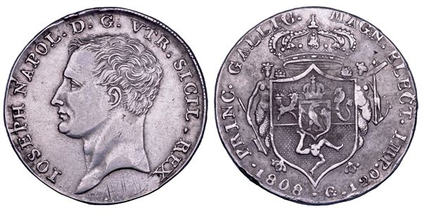 NAPOLI. GIUSEPPE NAPOLEONE, 1806-1808. Piastra da 120 Grana 1808.