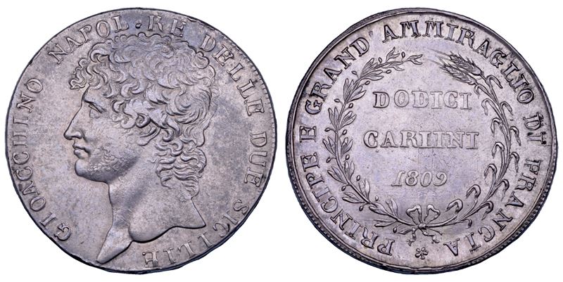 NAPOLI. GIOACCHINO NAPOLEONE (MURAT), 1808-1815. Piastra da 12 Carlini 1809.  - Asta Numismatica - Cambi Casa d'Aste