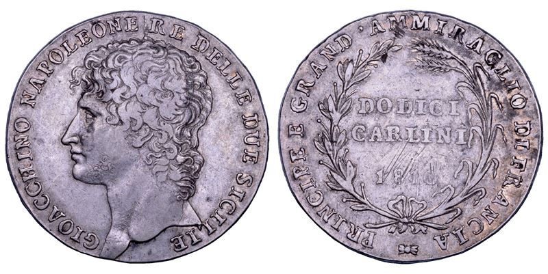 NAPOLI. GIOACCHINO NAPOLEONE (MURAT), 1808-1815. Piastra da 12 Carlini 1810.  - Auction Numismatics - Cambi Casa d'Aste