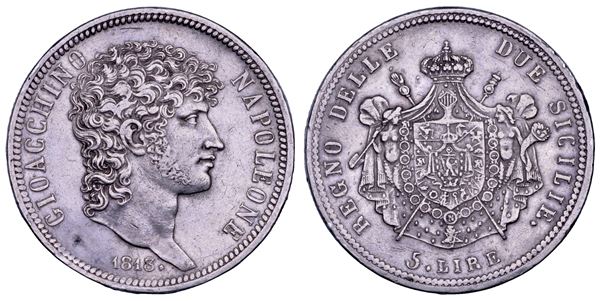 NAPOLI. GIOACCHINO NAPOLEONE (MURAT), 1808-1815. 5 Lire 1813.