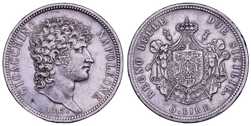 NAPOLI. GIOACCHINO NAPOLEONE (MURAT), 1808-1815. 5 Lire 1813.  - Asta Numismatica - Cambi Casa d'Aste