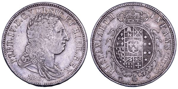 NAPOLI. FERDINANDO IV DI BORBONE, 1815-1816. III PERIODO. Piastra da 120 grana 1816.