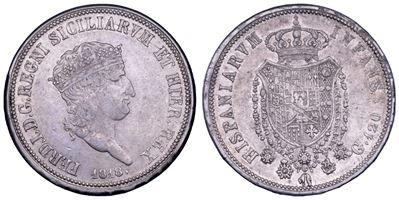 Ferdinando I di Borbone (1816–1825), Piastra da 120 grana, Napoli, 1818