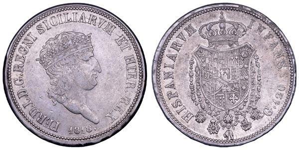 NAPOLI. FERDINANDO I DI BORBONE, 1816-1825. Piastra da 120 grana 1818.