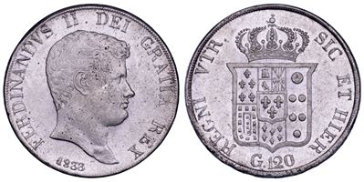 Ferdinando II di Borbone, Piastra da 120 Grana (Napoli), 1833