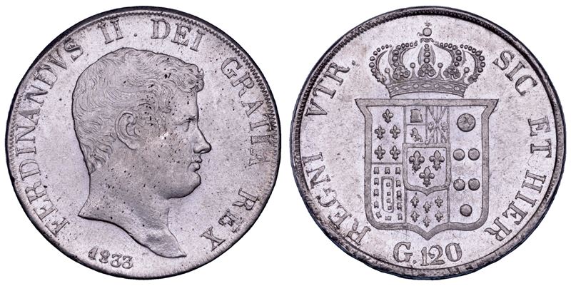 NAPOLI. FERDINANDO II DI BORBONE, 1830-1859. Piastra da 120 Grana 1833.  - Asta Numismatica - Cambi Casa d'Aste