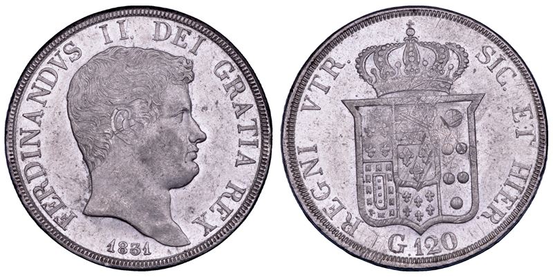 NAPOLI. FERDINANDO II DI BORBONE, 1830-1859. Piastra da 120 Grana 1831.  - Auction Numismatics - Cambi Casa d'Aste