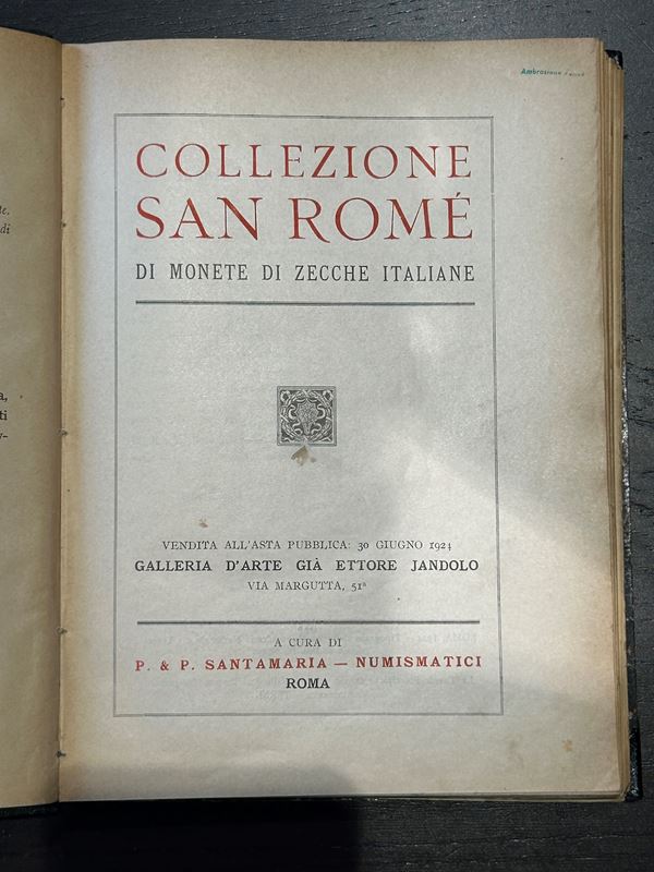 SANTAMARIA P. & P. Collezione San Romé di monete di zecche italiane.