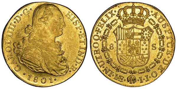 CARLOS IV, 1788-1808. PERU'. 8 Escudos 1801. Lima.