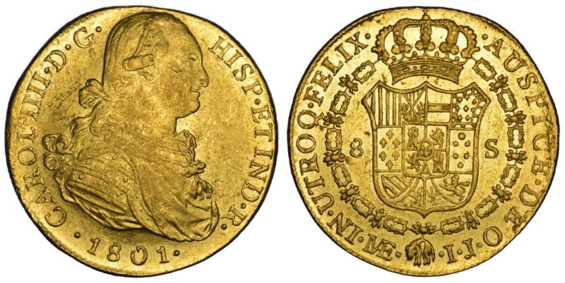 CARLOS IV, 1788-1808. PERU'. 8 Escudos 1801. Lima.  - Asta Numismatica - Cambi Casa d'Aste