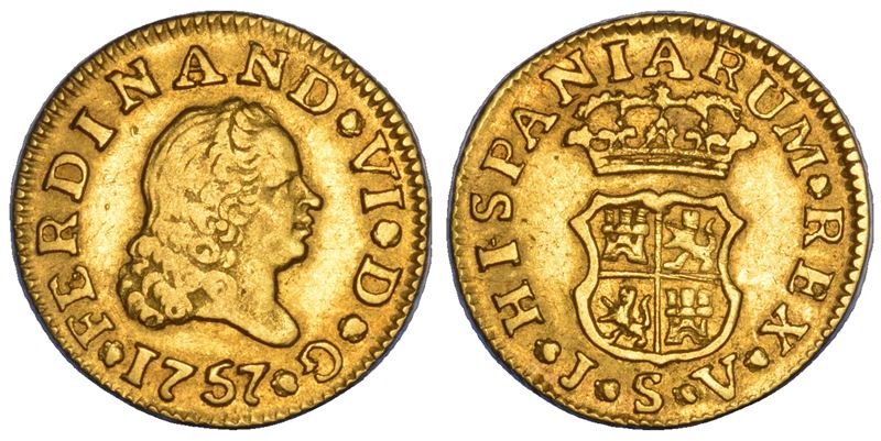 FERNANDO VI, 1746-1759. 1/2 Escudo 1757. Siviglia.  - Asta Numismatica - Cambi Casa d'Aste