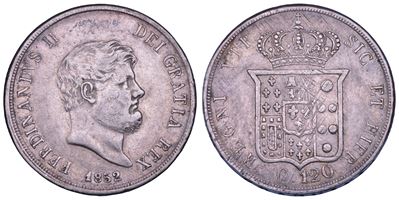 Ferdinando II di Borbone, Piastra da 120 grana di Napoli, 1852