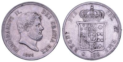 Ferdinando II di Borbone, Piastra da 120 grana, Napoli, 1856