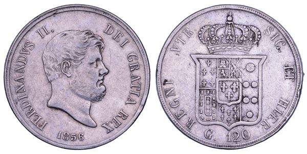 NAPOLI. FERDINANDO II DI BORBONE, 1830-1859. Piastra da 120 grana 1856.