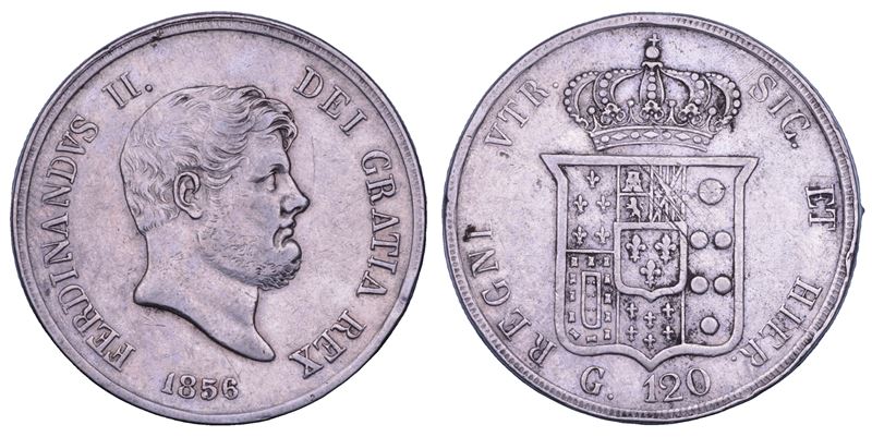 NAPOLI. FERDINANDO II DI BORBONE, 1830-1859. Piastra da 120 grana 1856.  - Asta Numismatica - Cambi Casa d'Aste