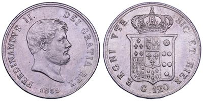 Ferdinando II di Borbone, Piastra da 120 grana, 1859