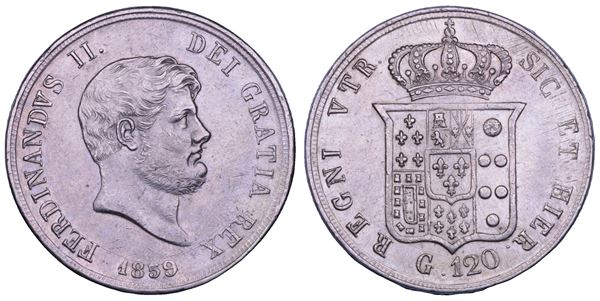 NAPOLI. FERDINANDO II DI BORBONE, 1830-1859. Piastra da 120 grana 1859.