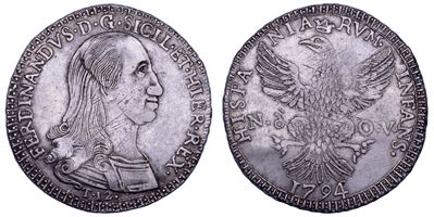Ferdinando III di Borbone, 12 tarì, 1794 (Palermo) - moneta in argento