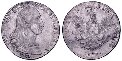 Ferdinando III di Borbone, 12 tarì 1801 (Palermo), moneta d’argento